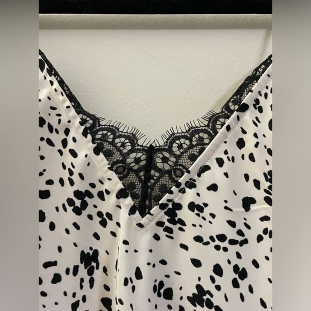 NWT A New Day Maxi Slip Dress with Lace‎ and Dots in Cream and Black - S - Picture 3 of 11